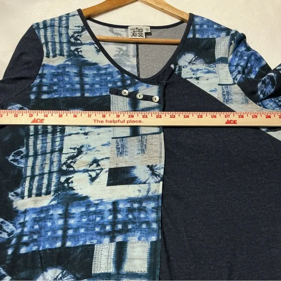 Parsley & Sage Navy and Blue Patchwork Blouse - Picture 7 of 8